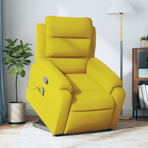 Sillón reclinable de masaje elevable terciopelo amarillo D