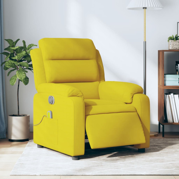 Sillón reclinable de masaje eléctrico terciopelo amarillo D