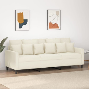 Sofá de 3 plazas terciopelo color crema 180 cm D