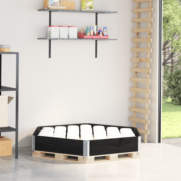 Cama elevada hexagonal em madeira maciça de pinho preto 160x160 cm D