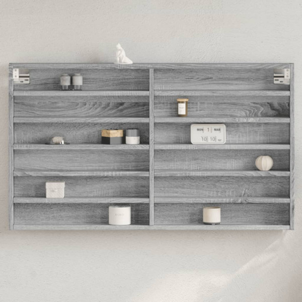 Vitrina de madera de ingeniería gris Sonoma 100x8.5x58 cm D