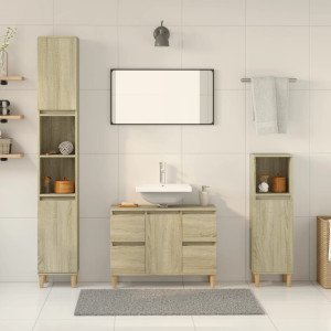 Set de muebles de baño 3 pzas madera contrachapada roble Sonoma D