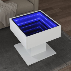 Mesa de centro com luz LED em madeira de engenharia branca 50x50x45 cm D