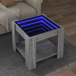 Mesa de centro de madeira projetada cinza Sonoma e LED 53x53x45 cm D