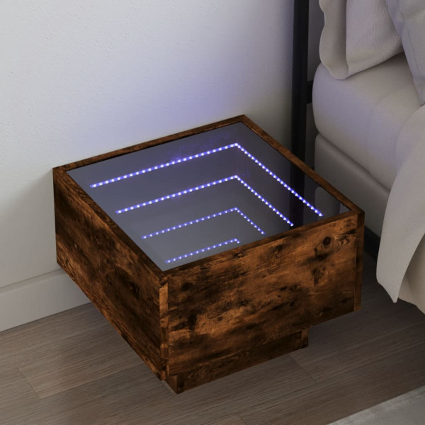 Mesa de noite com Infinity Carvalho defumado LED 40x40x30 cm D