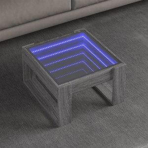 Mesa de centro con Infinity LED gris Sonoma 50x53x30 cm D