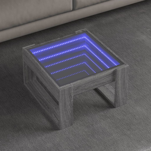 Mesa de centro con Infinity LED gris Sonoma 50x53x30 cm D