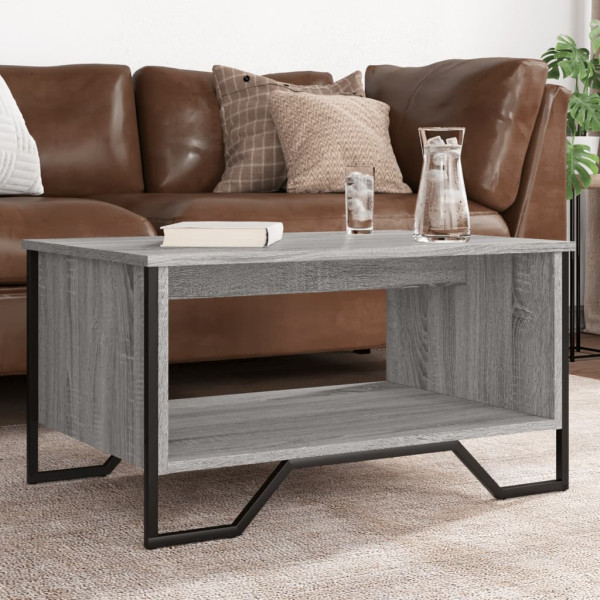 Mesa de centro madera contrachapada gris Sonoma 75x51x40 cm D