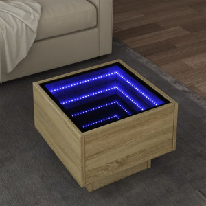 Mesa auxiliar com carvalho de engenharia de madeira LED Sonoma 40x40x30cm D