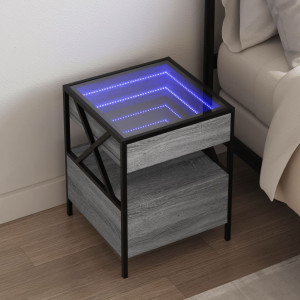 Mesa de centro con Infinity LED gris Sonoma 40x40x51 cm D