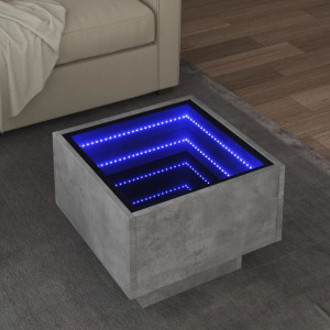 Mesa auxiliar y LED madera ingeniería gris hormigón 40x40x30cm D