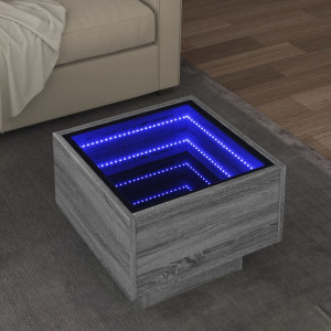 Mesa auxiliar con LED madera ingeniería gris Sonoma 40x40x30cm D