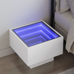 Mesita de noche con LED Infinity blanca 40x40x30 cm D