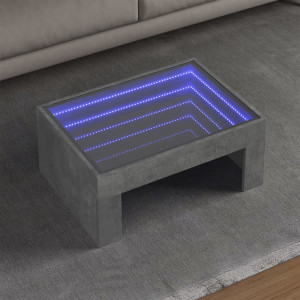 Mesa de centro con Infinity LED gris hormigón 70x50x30 cm D