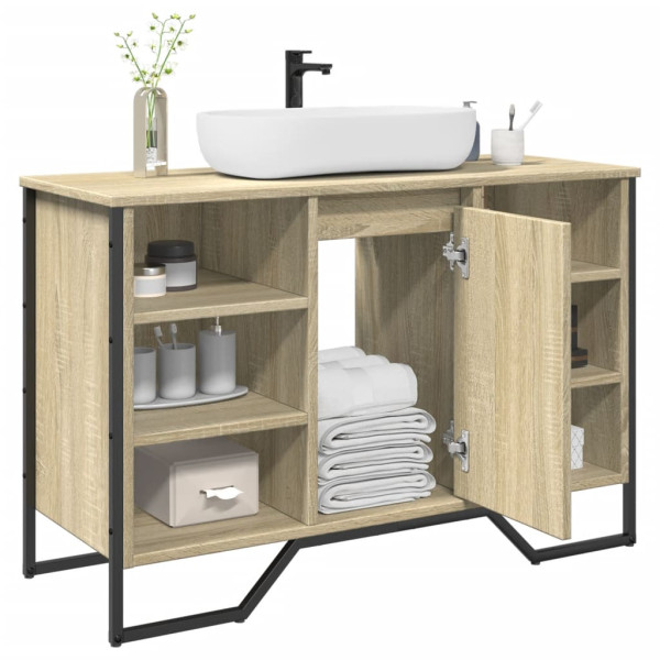 Armario lavabo baño madera ingeniería roble Sonoma 91x35x60 cm D