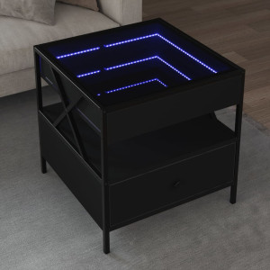 Mesa de centro con Infinity LED negro 50x50x51 cm D