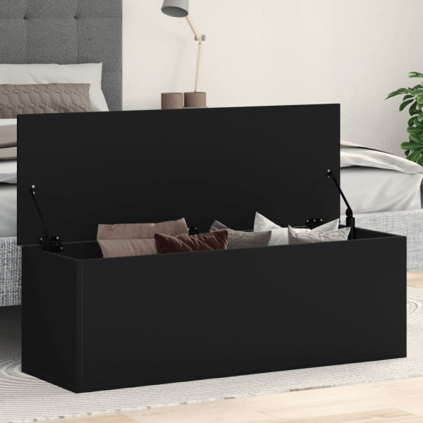 Caja de almacenaje madera de ingeniería negro 102x35x35 cm D