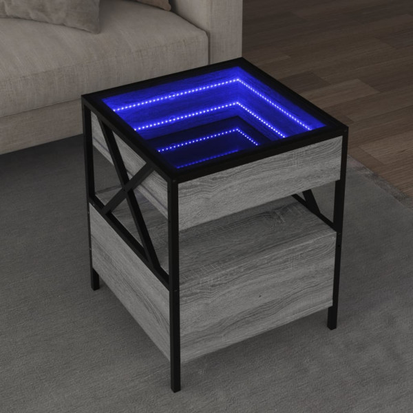 Mesa de centro con Infinity LED gris Sonoma 40x40x51 cm D