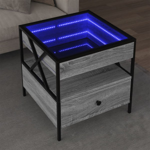 Mesa de centro con Infinity LED gris Sonoma 50x50x51 cm D