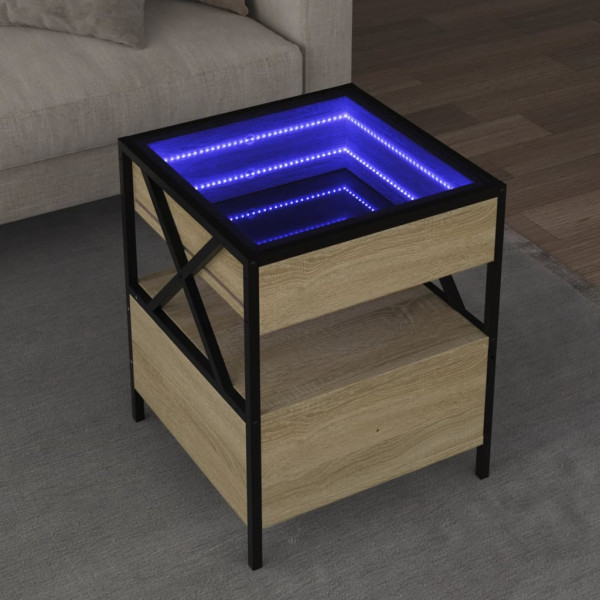 Mesa de centro con Infinity LED roble Sonoma 40x40x51 cm D