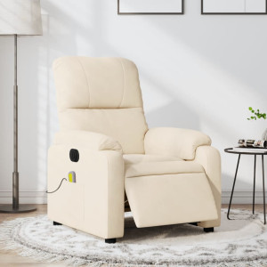 Sillón reclinable de masaje eléctrico tela de microfibra beige D