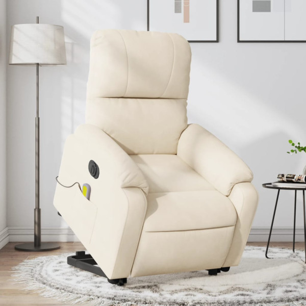 Sillón masaje eléctrico reclinable elevable tela beige D