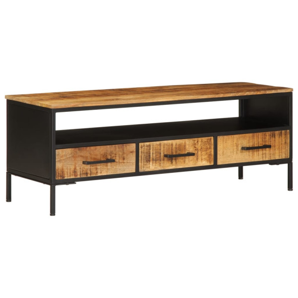 Mueble de TV madera maciza de mango rugosa 110x35x40 cm D