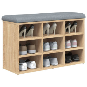 Banco zapatero madera de ingeniería roble Sonoma 82x32x50 cm D