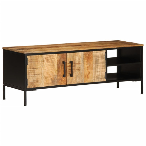 Mueble de TV madera maciza de mango rugosa 110x35x40 cm D