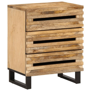 Mesita de noche de madera maciza de mango rugosa 50x34x62 cm D