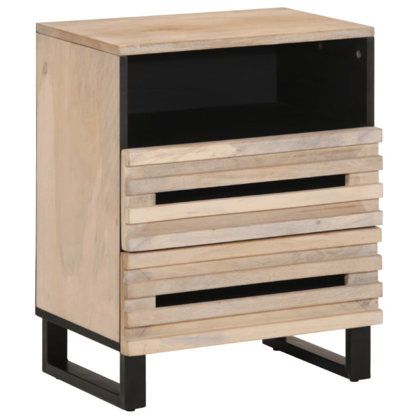 Mesita de noche de madera maciza de mango rugosa 50x34x62 cm D