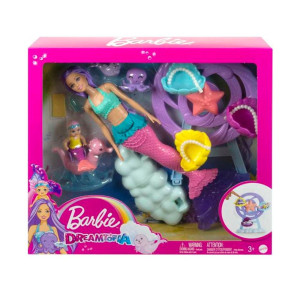 Muñeca barbie mattel sirena juego de cuidado con merbaby y foca D