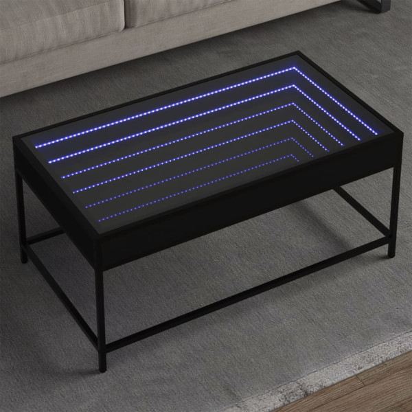 Mesa central com Infinity LED preto 90x50x41 cm D