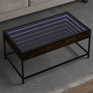 Mesa central com Infinity Carvalho defumado LED 90x50x41 cm D