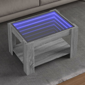 Mesa de centro y LED madera ingeniería gris Sonoma 73x53x45 cm D