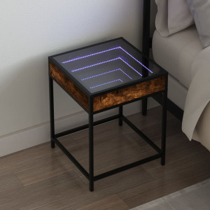 Mesa de noite com Infinity Carvalho defumado LED 40x40x51 cm D