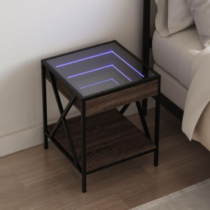 Mesa de noite com Infinity Carvalho marrom LED 40x40x49 cm D