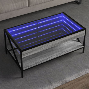 Mesa de centro con Infinity LED gris Sonoma 90x50x38 cm D