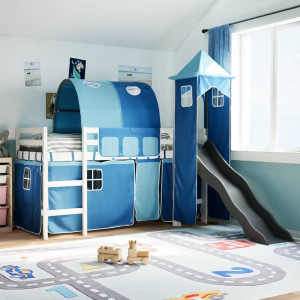 Cama alta para niños con torre madera pino azul 80x200 cm D