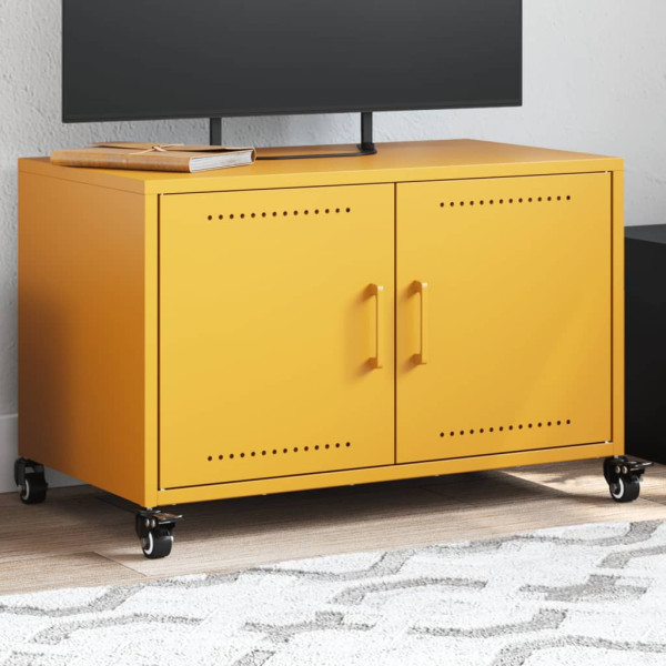 Mueble TV acero laminado en frío amarillo mostaza 68x39x43.5 cm D