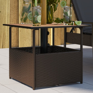 Parasol mesa de jardim oco rattan PE marrom 55x55x46.5 cm D