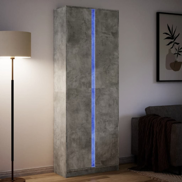 Aparador com LED madeira concreto cinza 74x32,5x200 cm D