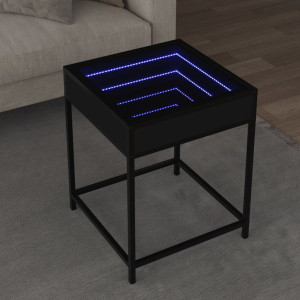 Mesita de noche con Infinity LED negra 40x40x51 cm D