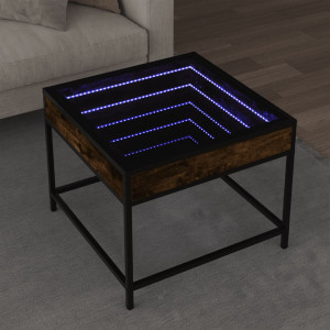 Mesa central com Infinity Carvalho defumado LED 50x50x41 cm D