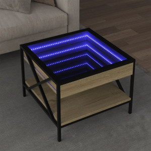 Mesa de centro con Infinity LED roble Sonoma 50x50x38 cm D