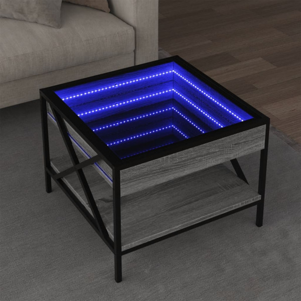 Mesa de centro con Infinity LED gris Sonoma 50x50x38 cm D