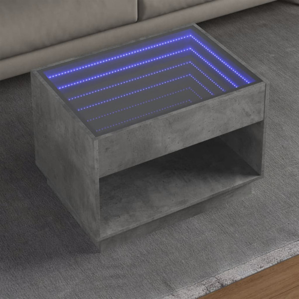 Mesa de centro con Infinity LED gris hormigón 70x50x50 cm D