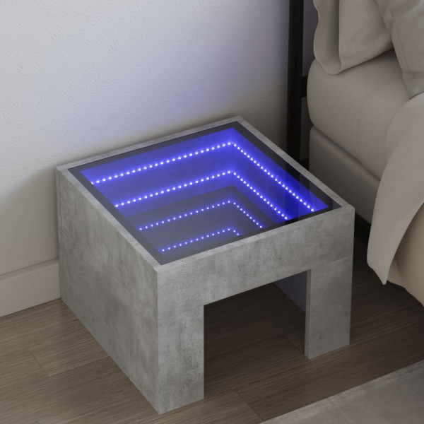 Mesa de noite com Infinity Betão cinza LED 40x40x30 cm D