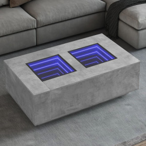 Mesa de centro con Infinity LED gris hormigón 116x69x40 cm D