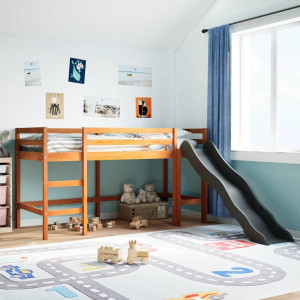 Cama alta para niños sin colchón madera pino marrón 90x200 cm D